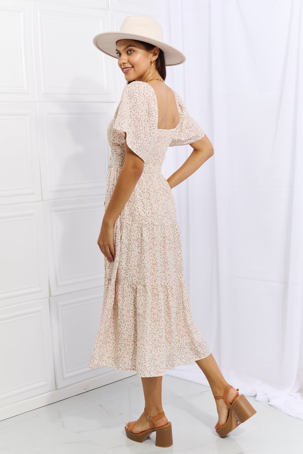Women's Let It Grow Full Size Floral Tiered Ruffle Midi Dress | Midi Dresses | Ro + Ivy