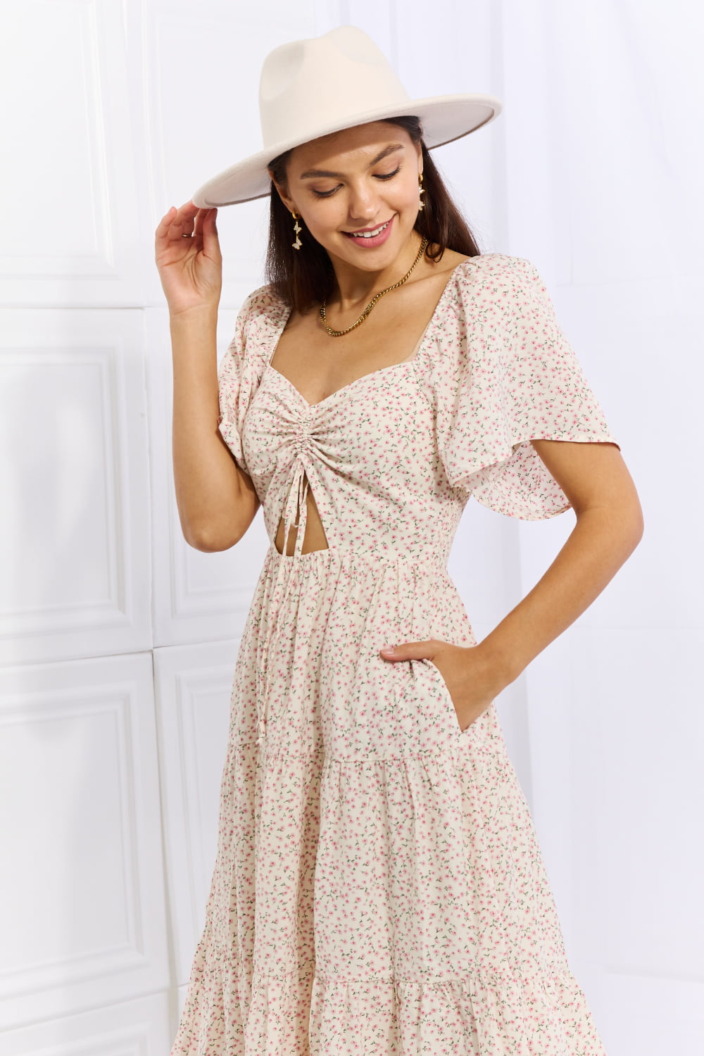 Women's Let It Grow Full Size Floral Tiered Ruffle Midi Dress | Midi Dresses | Ro + Ivy