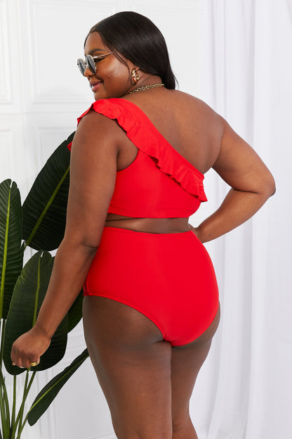 Women's Seaside Romance Ruffle One-Shoulder Bikini in Red | Bikini | Ro + Ivy
