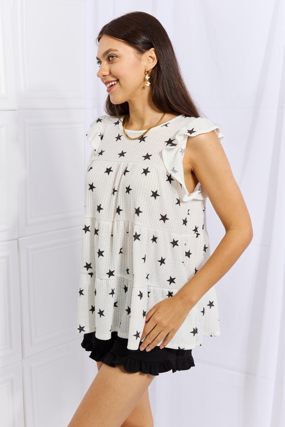Women's Shine Bright Full Size Butterfly Sleeve Star Print Top | Top | Ro + Ivy