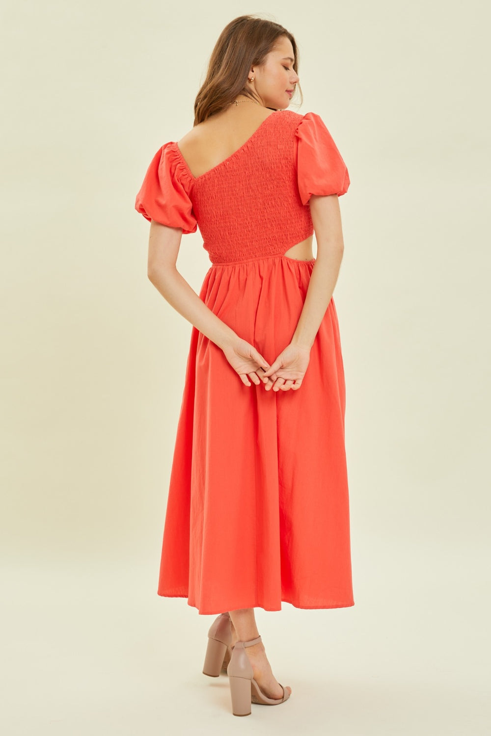 Women's Smocked Cutout Midi Dress | Midi Dresses | Ro + Ivy