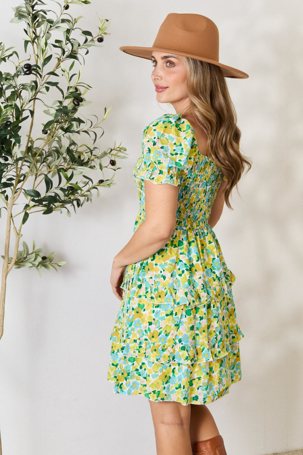 Women's Smocked Scoop Neck Flounce Sleeve Mini Dress | Mini Dresses | Ro + Ivy