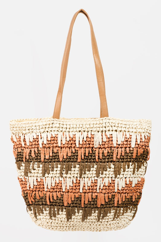 Women's Straw Braided Striped Tote Bag | Bag | Ro + Ivy
