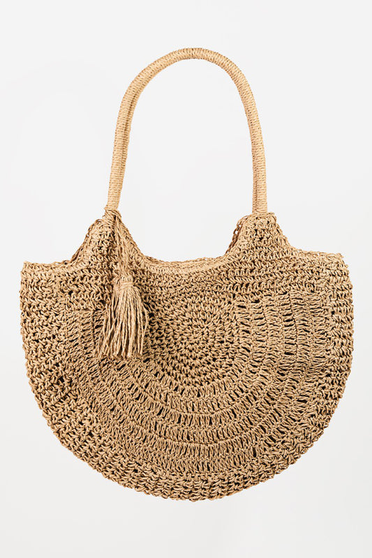 Women's Straw Braided Tote Bag with Tassel | Bag | Ro + Ivy