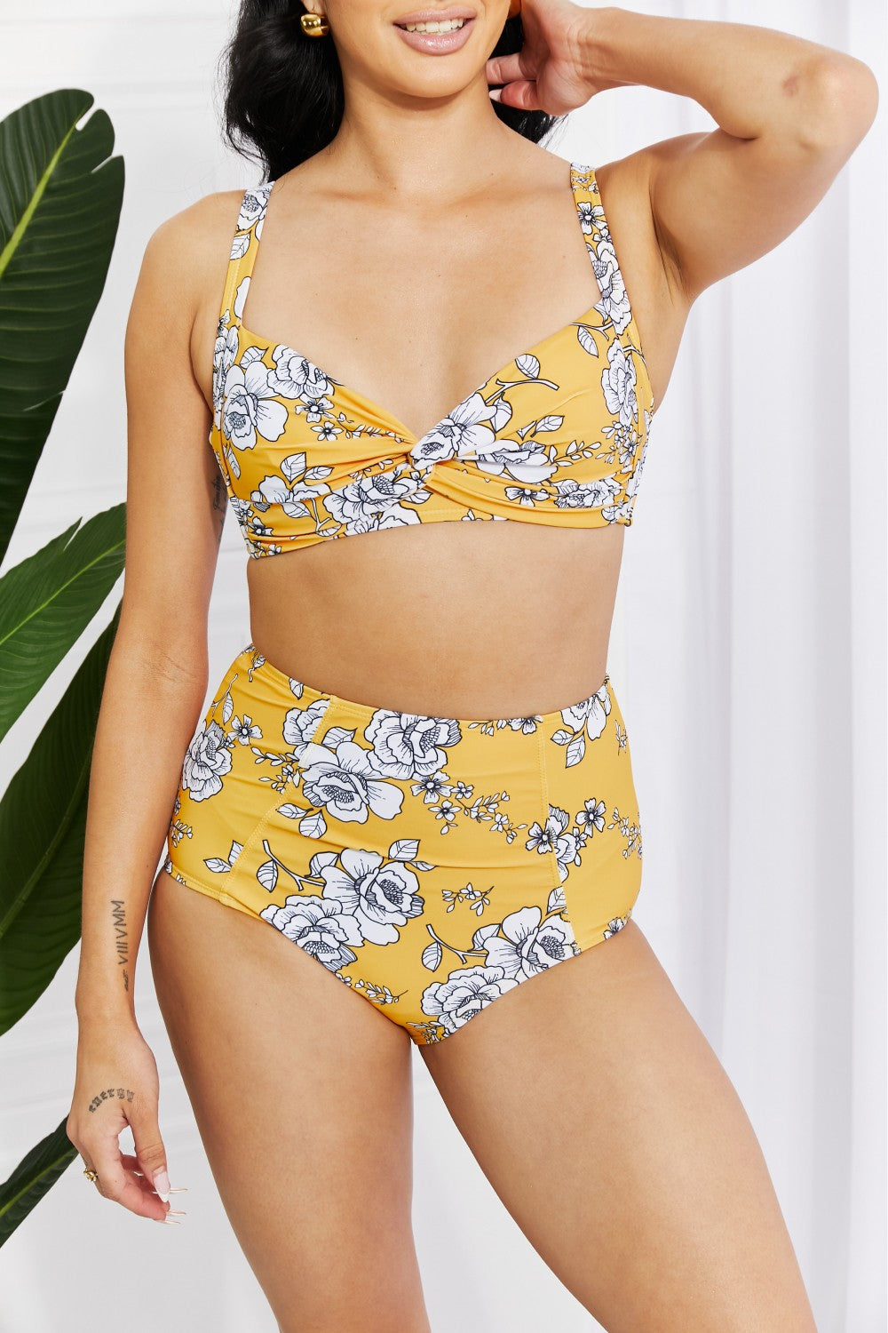 Women's Take A Dip Twist High-Rise Bikini in Mustard | Bikini | Ro + Ivy